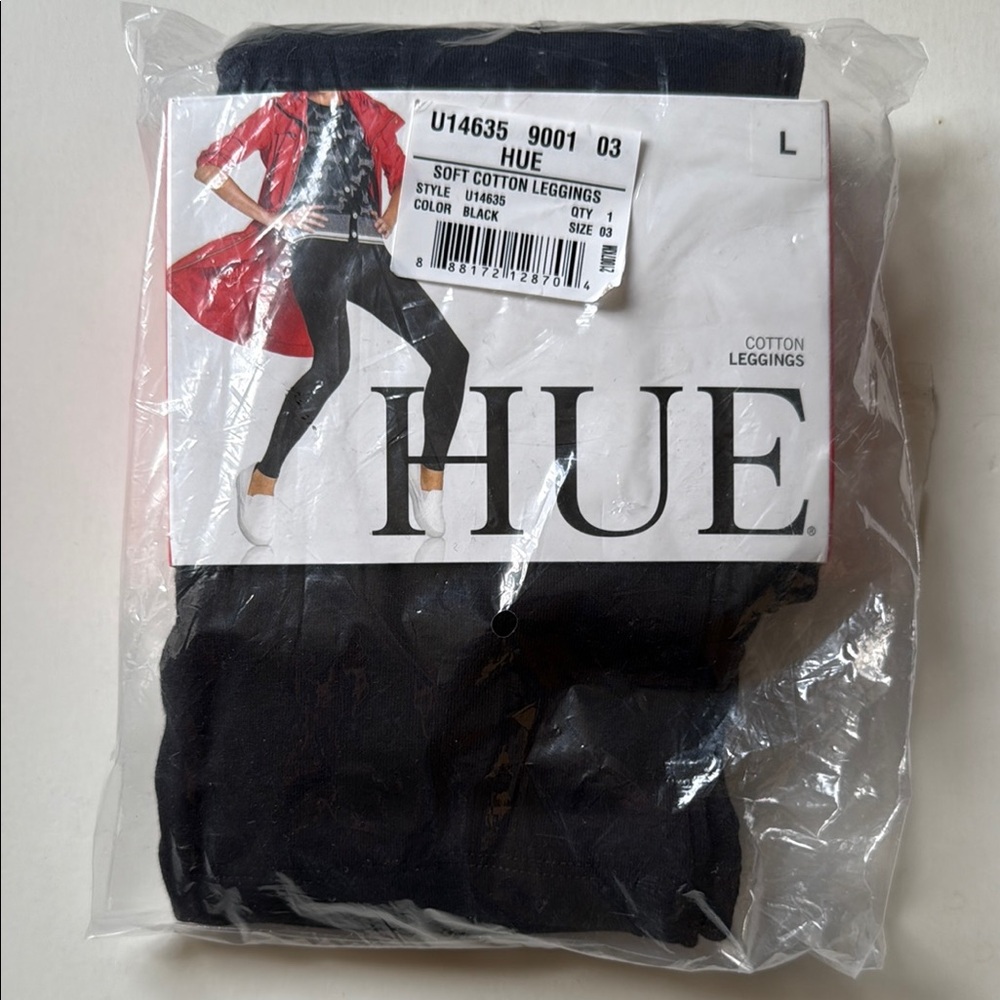 NWT Hue Black Soft Cotton Leggings Large